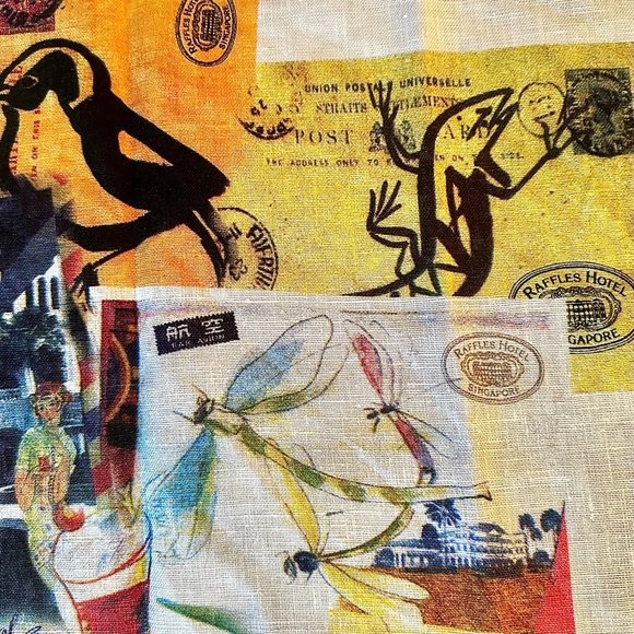 NWOT Linen tea towel Raffles Hotel Singapore David Cecil Holmes - Picture 7 of 12